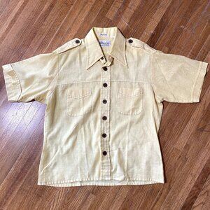70s Vintage New Breed by Campus Yellow Cotton Blend Short Sleeve Casual Shirt L